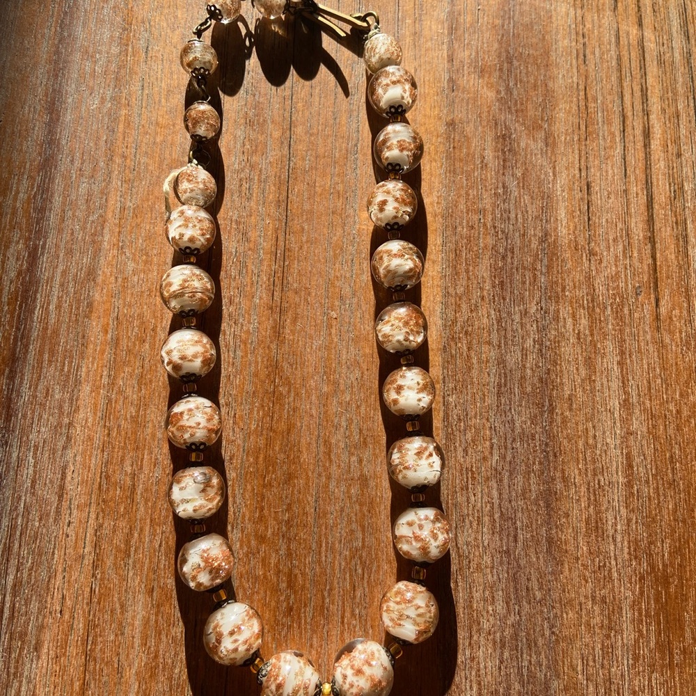 italian murano glass gold bead necklace